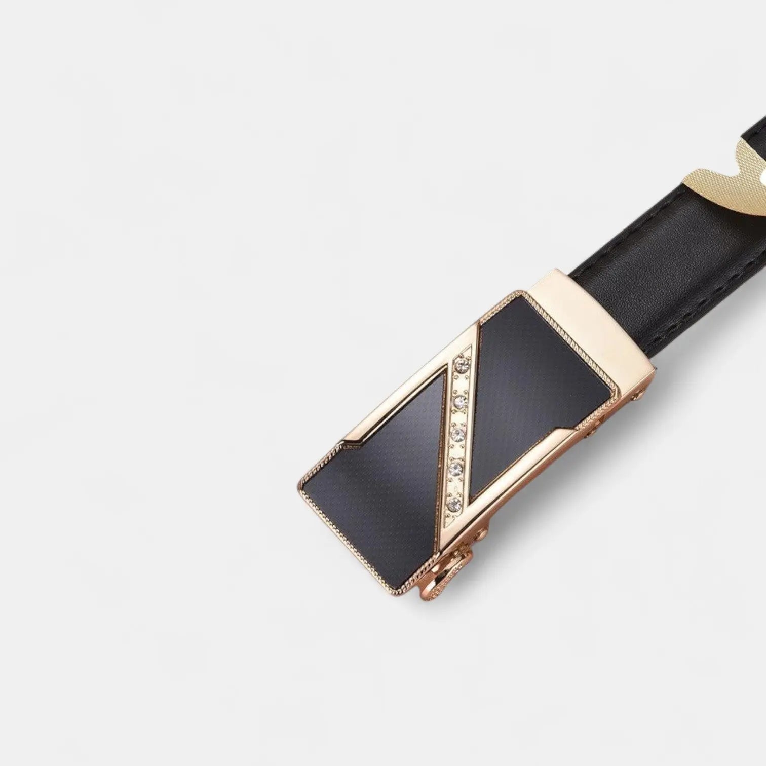 Women's Thin Leather Belt Gold Automatic Buckle Diamante | Orvik | Beltary