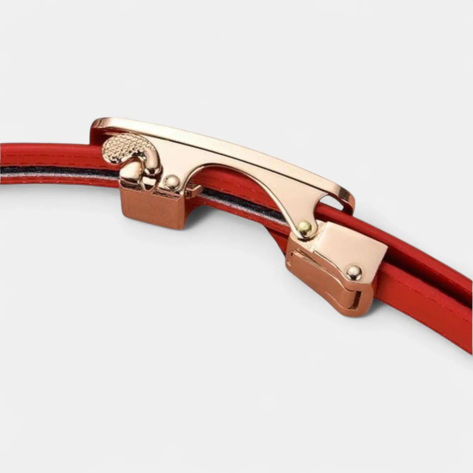 Women's Thin Leather Belt Gold Automatic Buckle Diamante | Orvik | Beltary