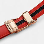 Women's Thin Leather Belt Gold Automatic Buckle Diamante | Orvik | Beltary