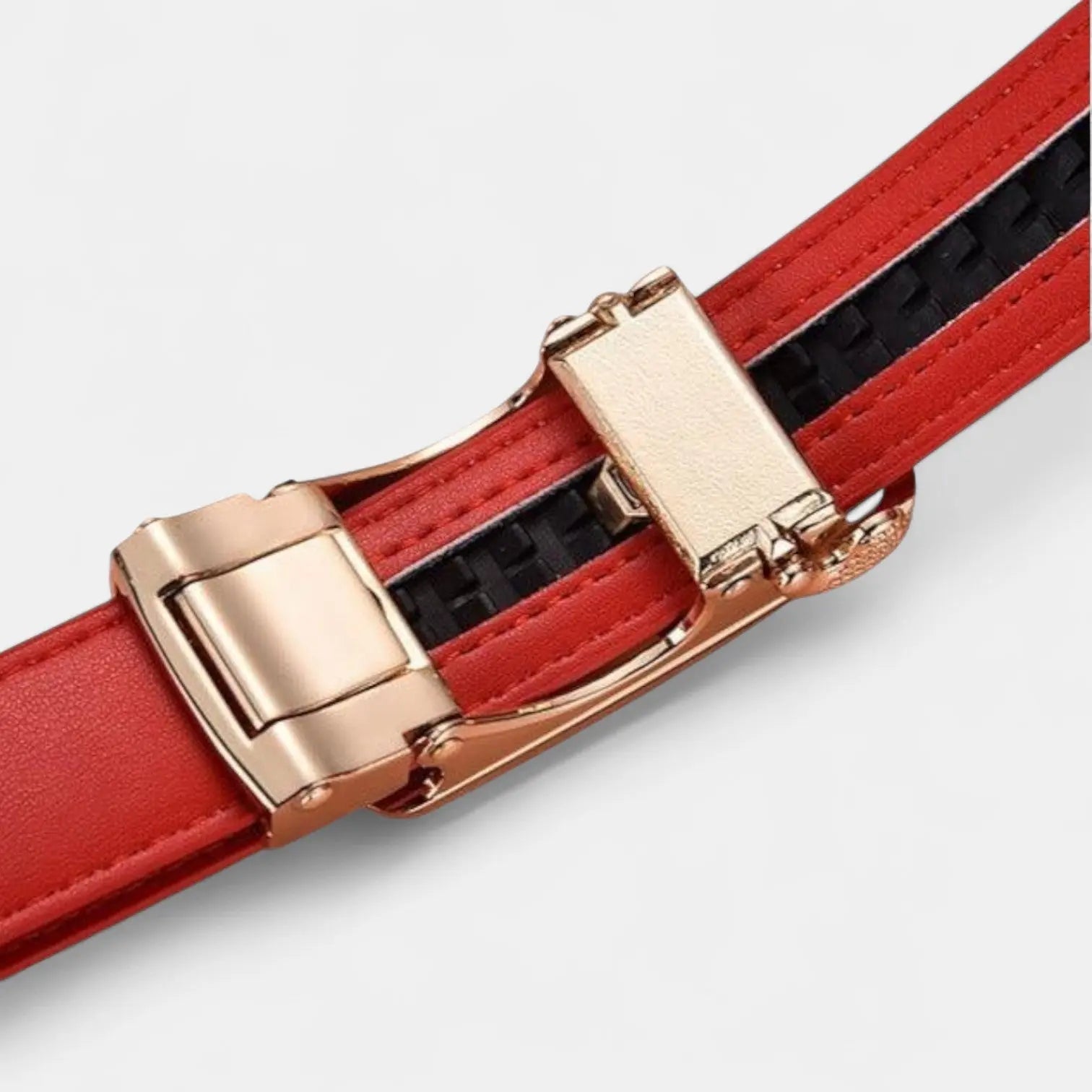 Women's Thin Leather Belt Gold Automatic Buckle Diamante | Orvik | Beltary