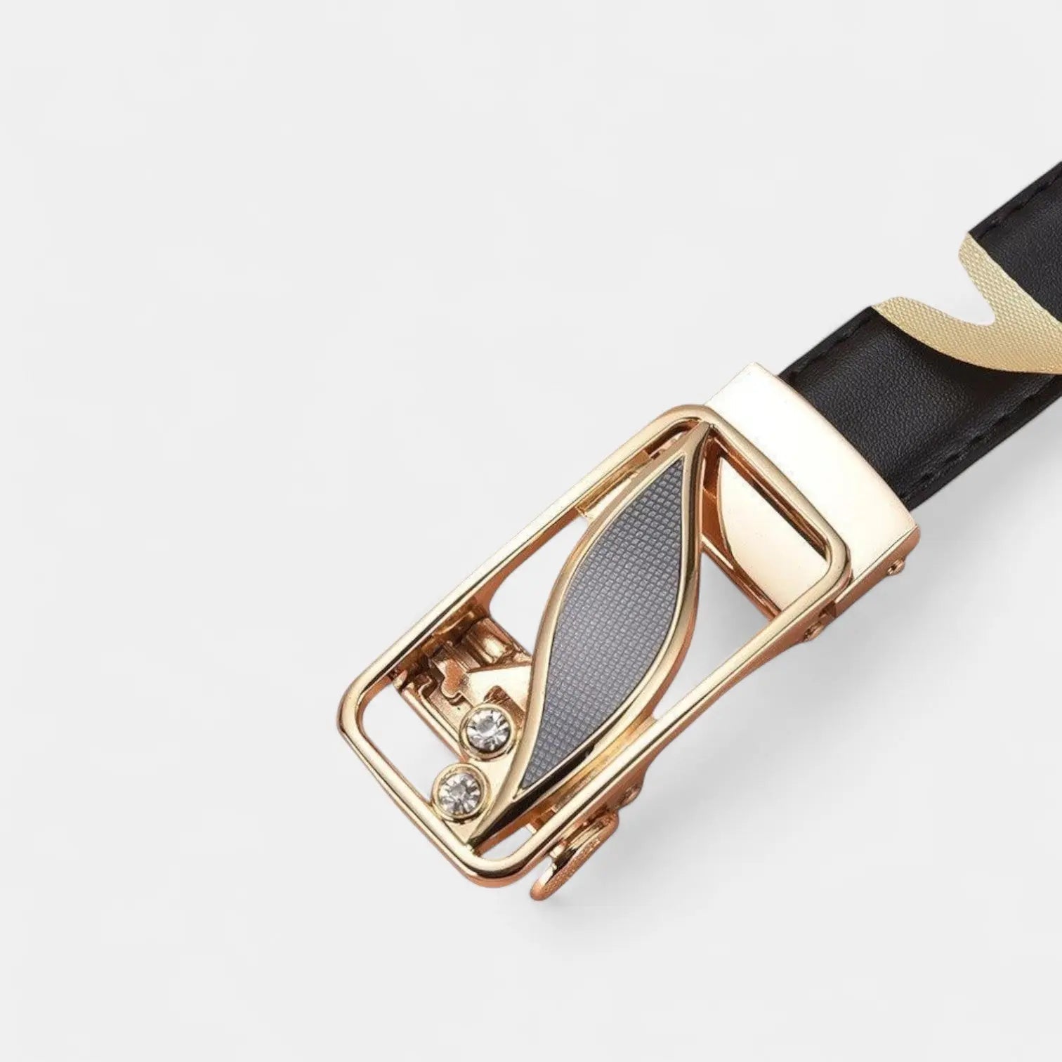 Women's Thin Leather Belt Gold Automatic Buckle Diamante | Orvik | Beltary