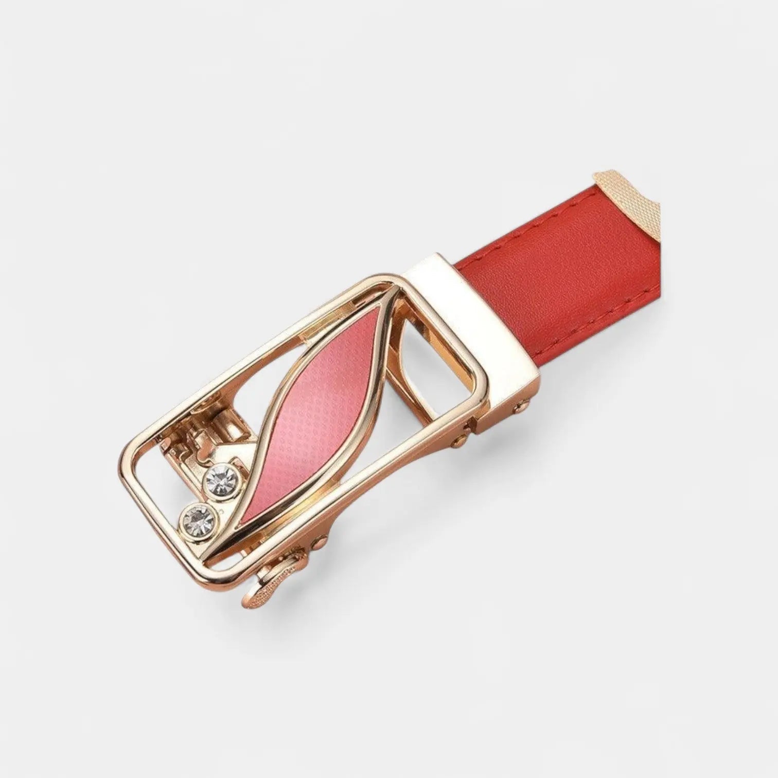 Women's Thin Leather Belt Gold Automatic Buckle Diamante | Orvik | Beltary