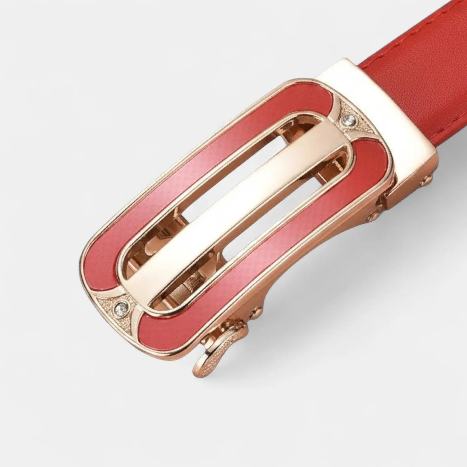 Women's Thin Leather Belt Gold Automatic Buckle Diamante | Orvik | Beltary