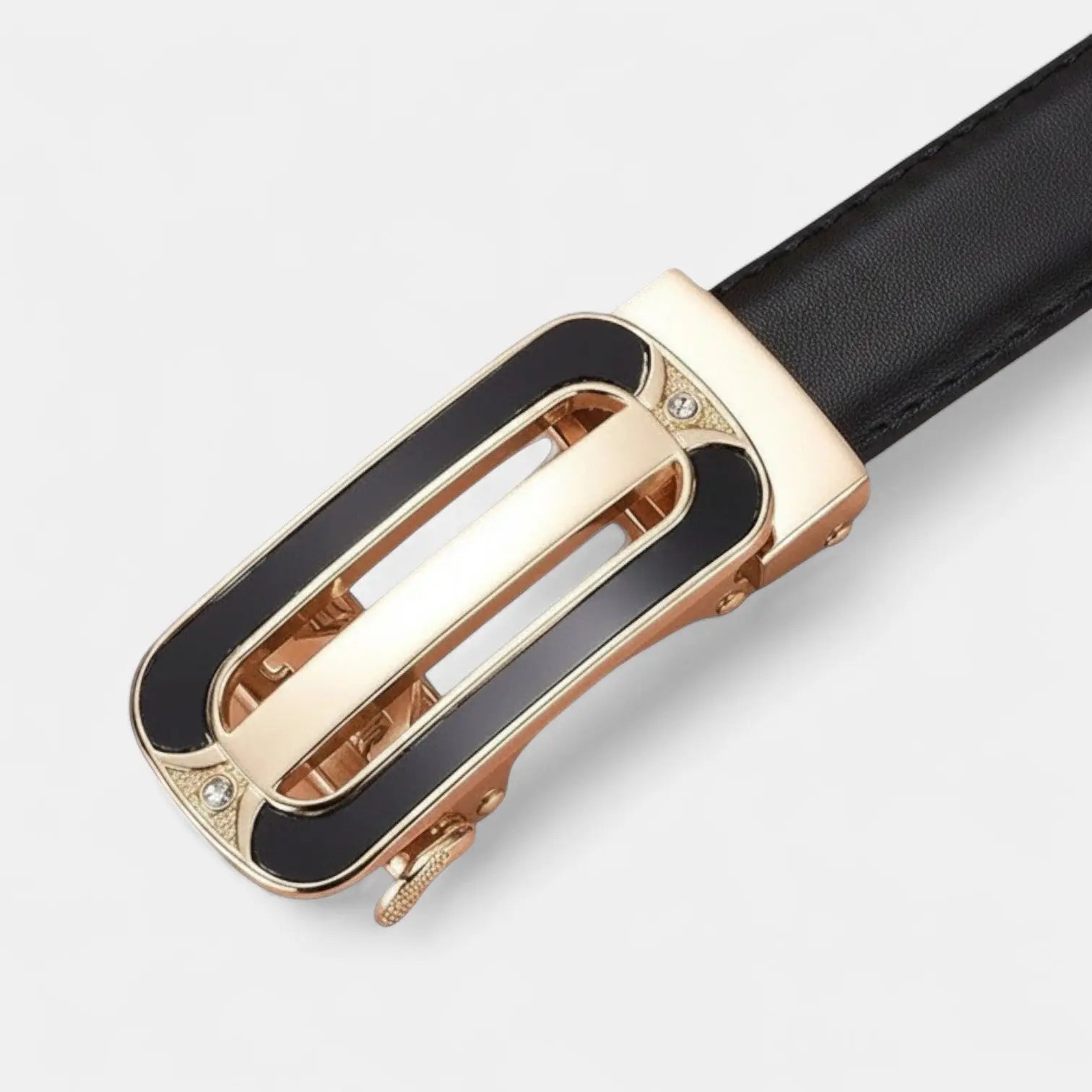 Women's Thin Leather Belt Gold Automatic Buckle Diamante | Orvik | Beltary