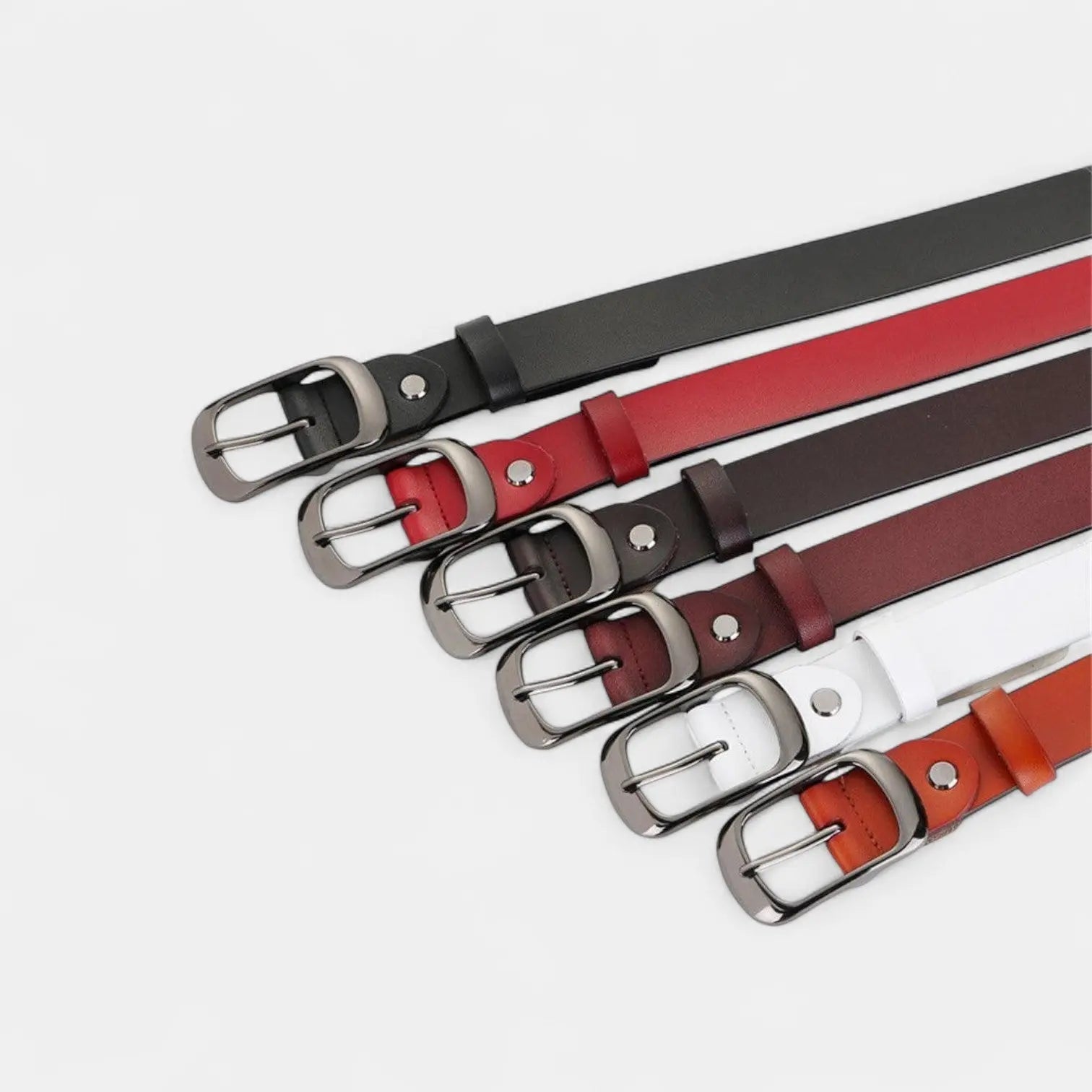 Women's Thin Leather Belt Oval Buckle 6 Colours | Luvrix | Beltary