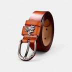 Women's Thin Leather Belt Pin Buckle Foliage Design | Selvax | Beltary