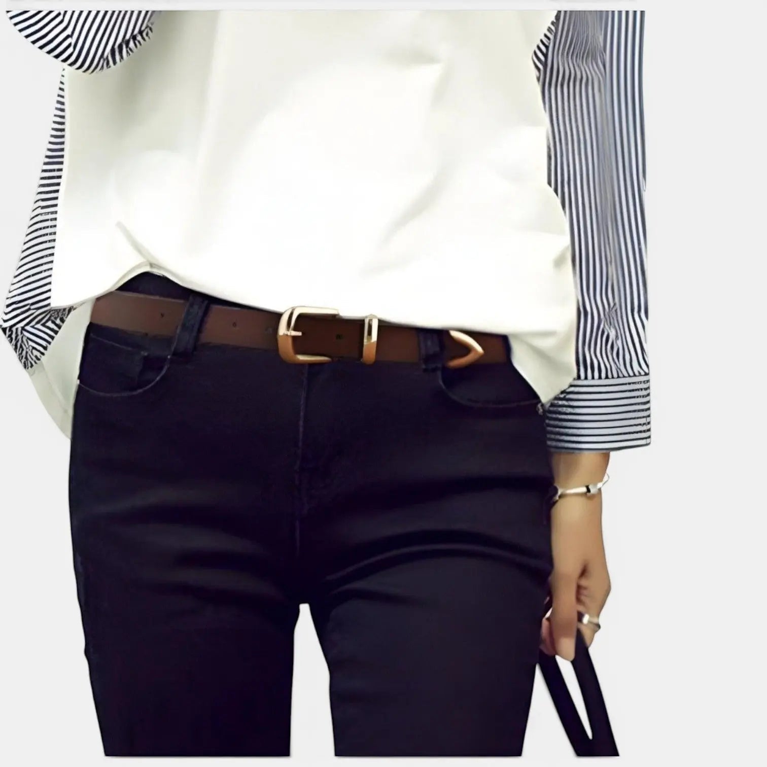 Women's Thin Leather Belt with Gold Buckle | Dorvex | Beltary