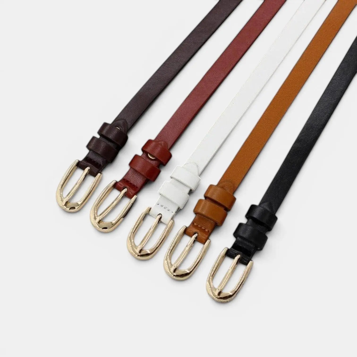 Women's Thin Smooth Leather Belt 1.3cm Gold Buckle | Tervix | Beltary
