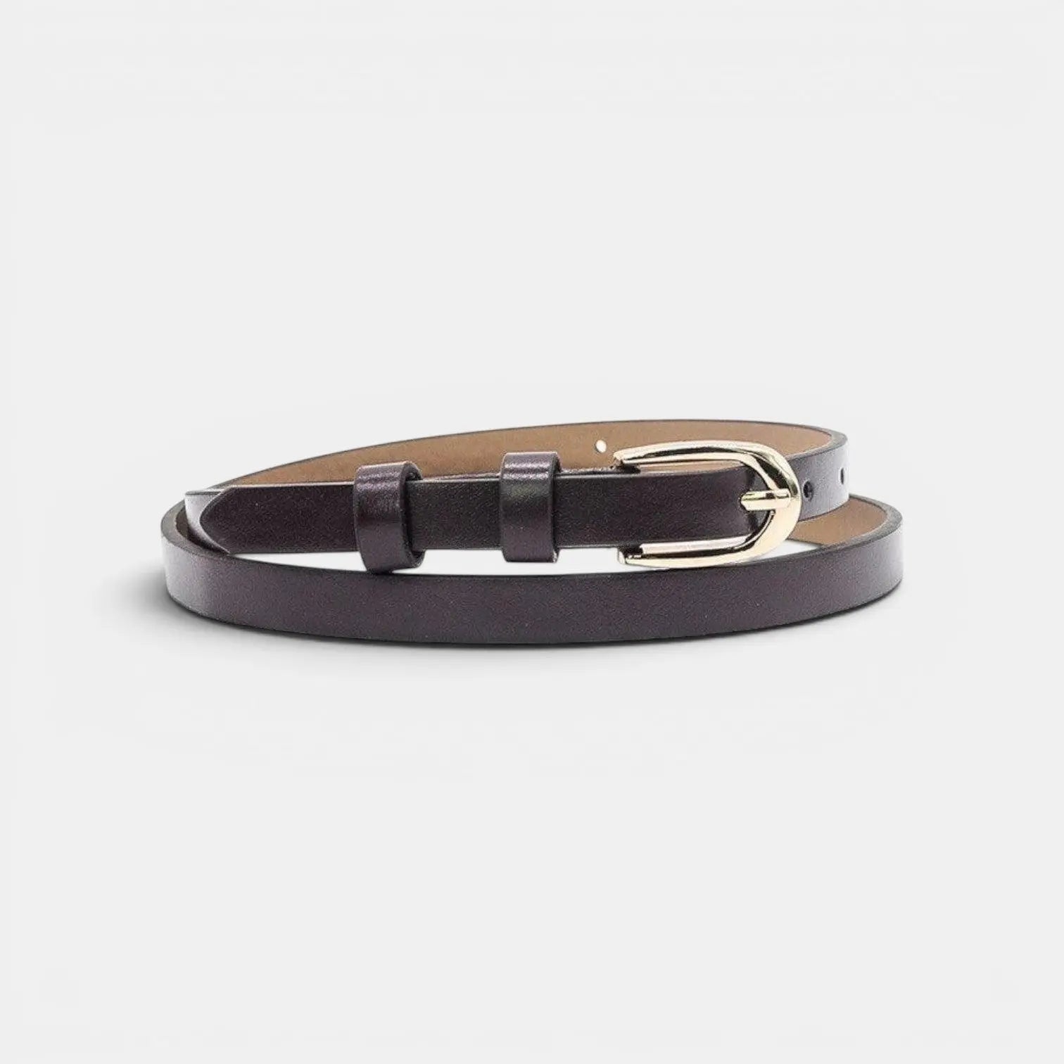 Women's Thin Smooth Leather Belt 1.3cm Gold Buckle | Tervix | Beltary