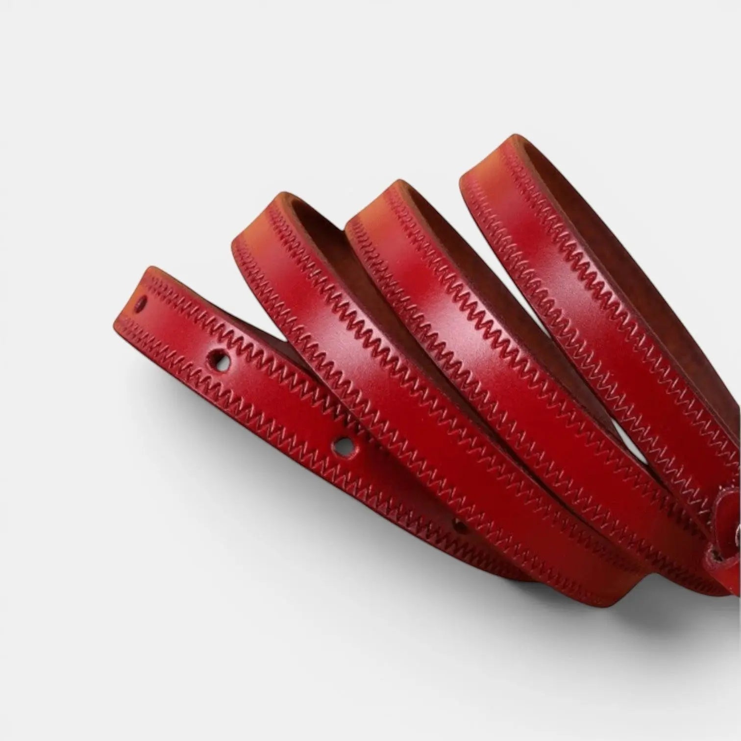 Women's Thin Smooth Leather Belt Chevron Brass Buckle | Trinox | Beltary