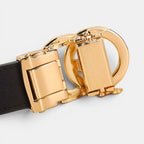 Women's Thin Smooth Leather Belt Gold Automatic Buckle | Aurvex | Beltary