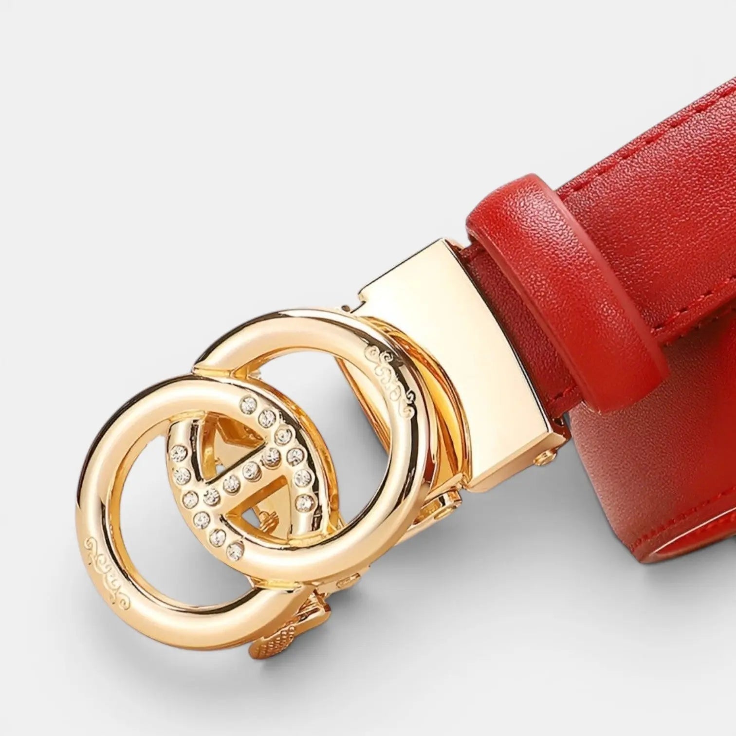 Women's Thin Smooth Leather Belt Gold Automatic Buckle | Aurvex | Beltary