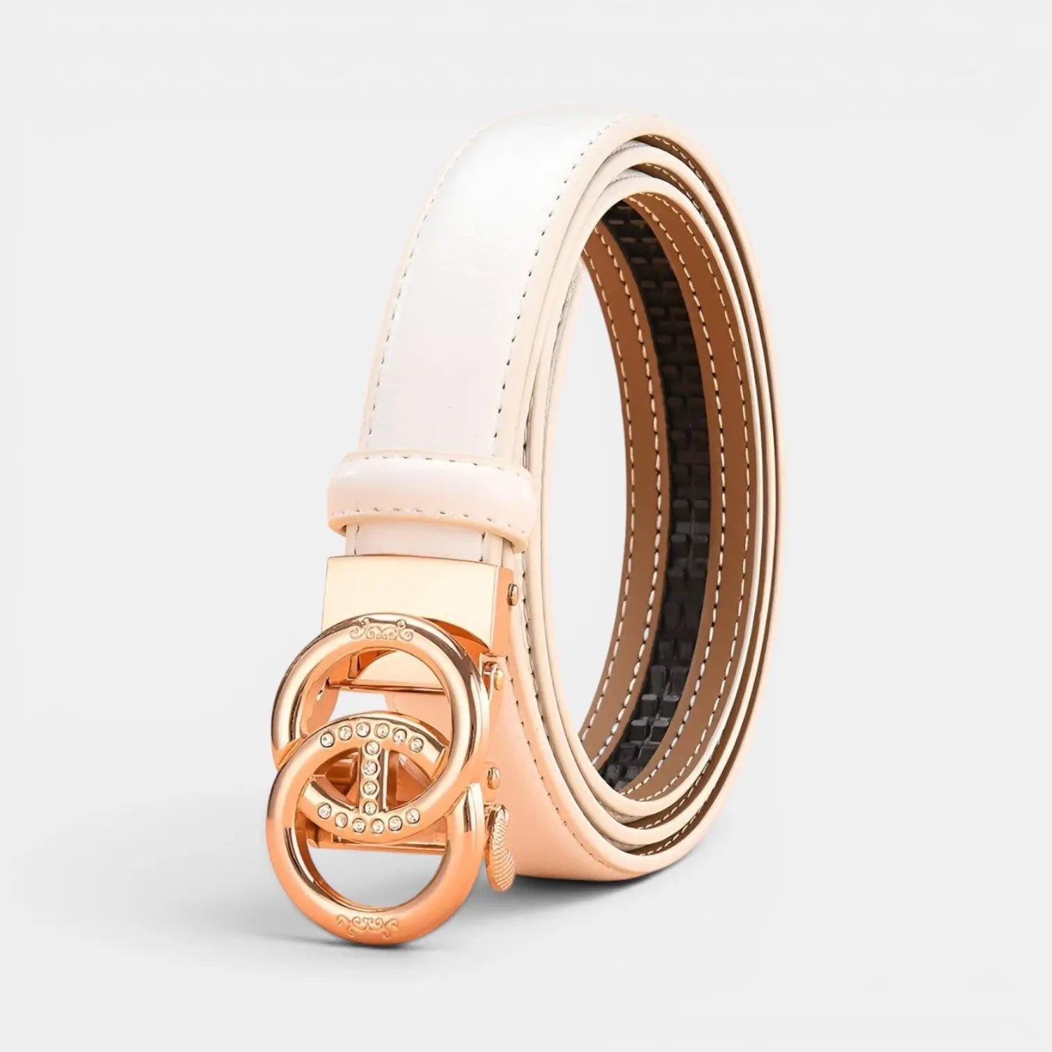Women's Thin Smooth Leather Belt Gold Automatic Buckle | Aurvex | Beltary