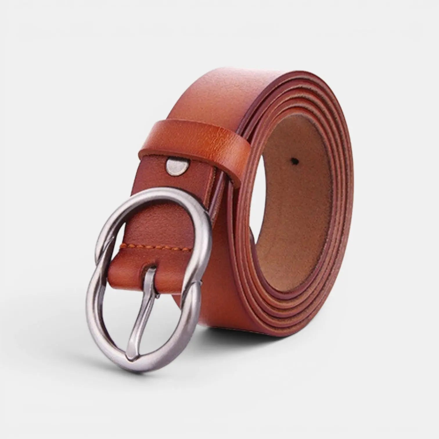 Women's Thin Smooth Leather Belt Round Vintage Buckle | Cravix | Beltary