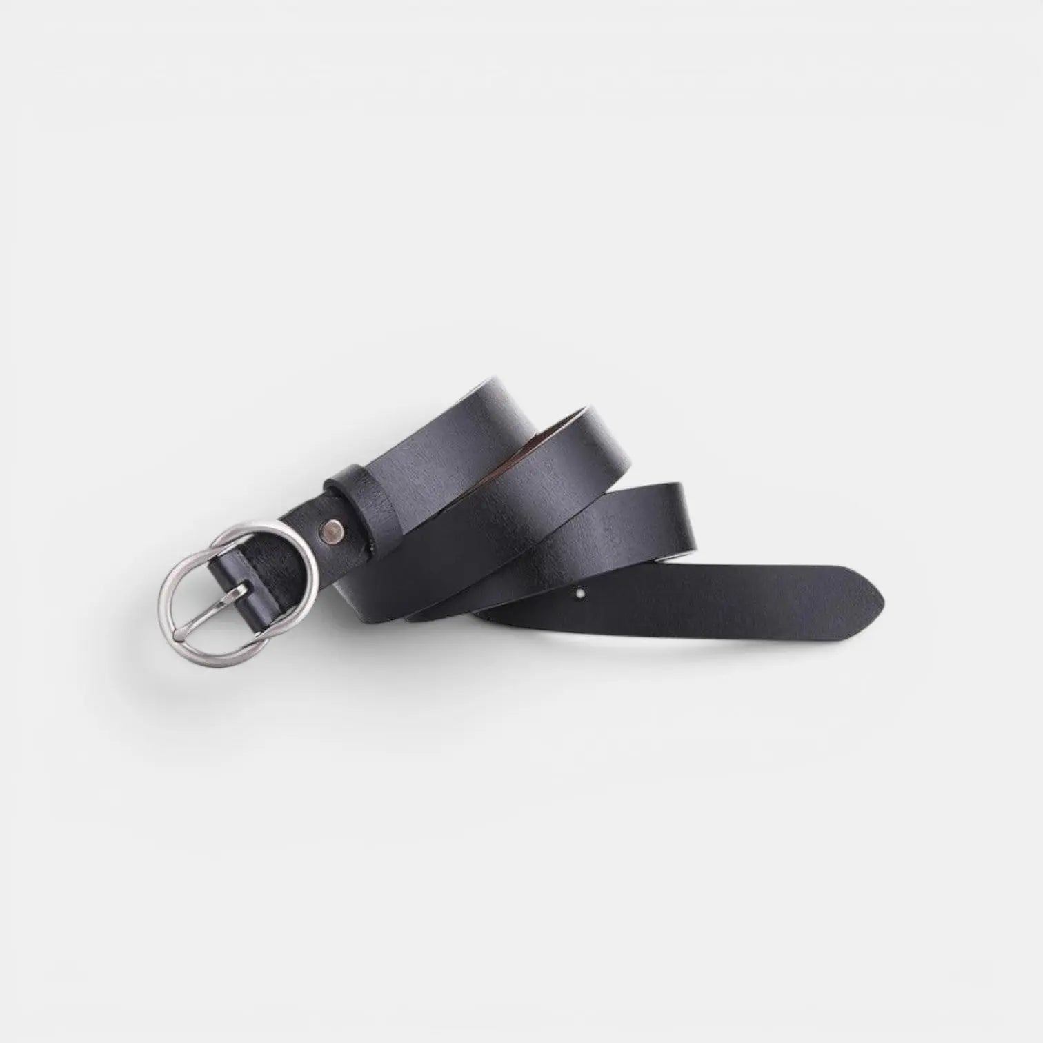 Women's Thin Smooth Leather Belt Round Vintage Buckle | Cravix | Beltary