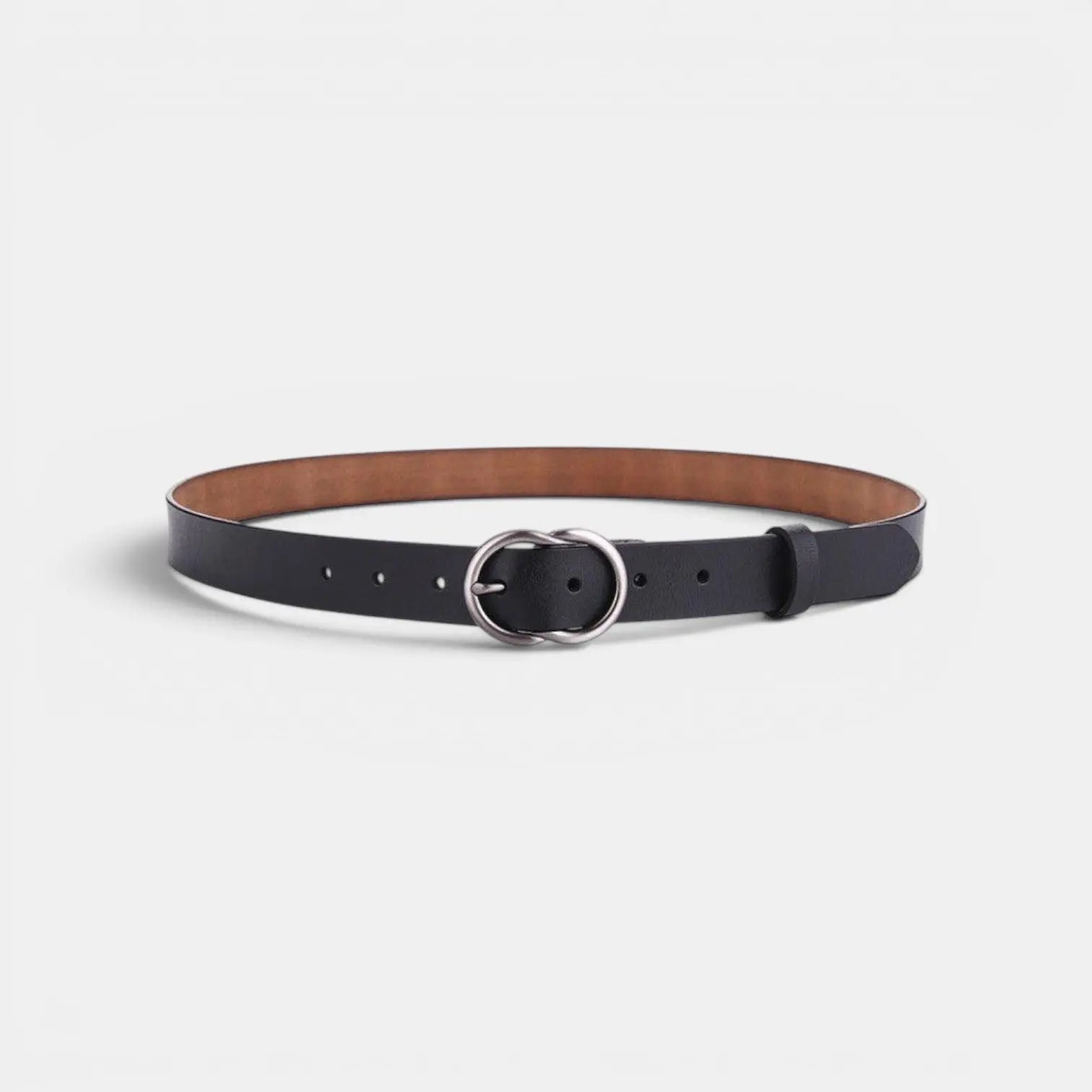 Women's Thin Smooth Leather Belt Round Vintage Buckle | Cravix | Beltary