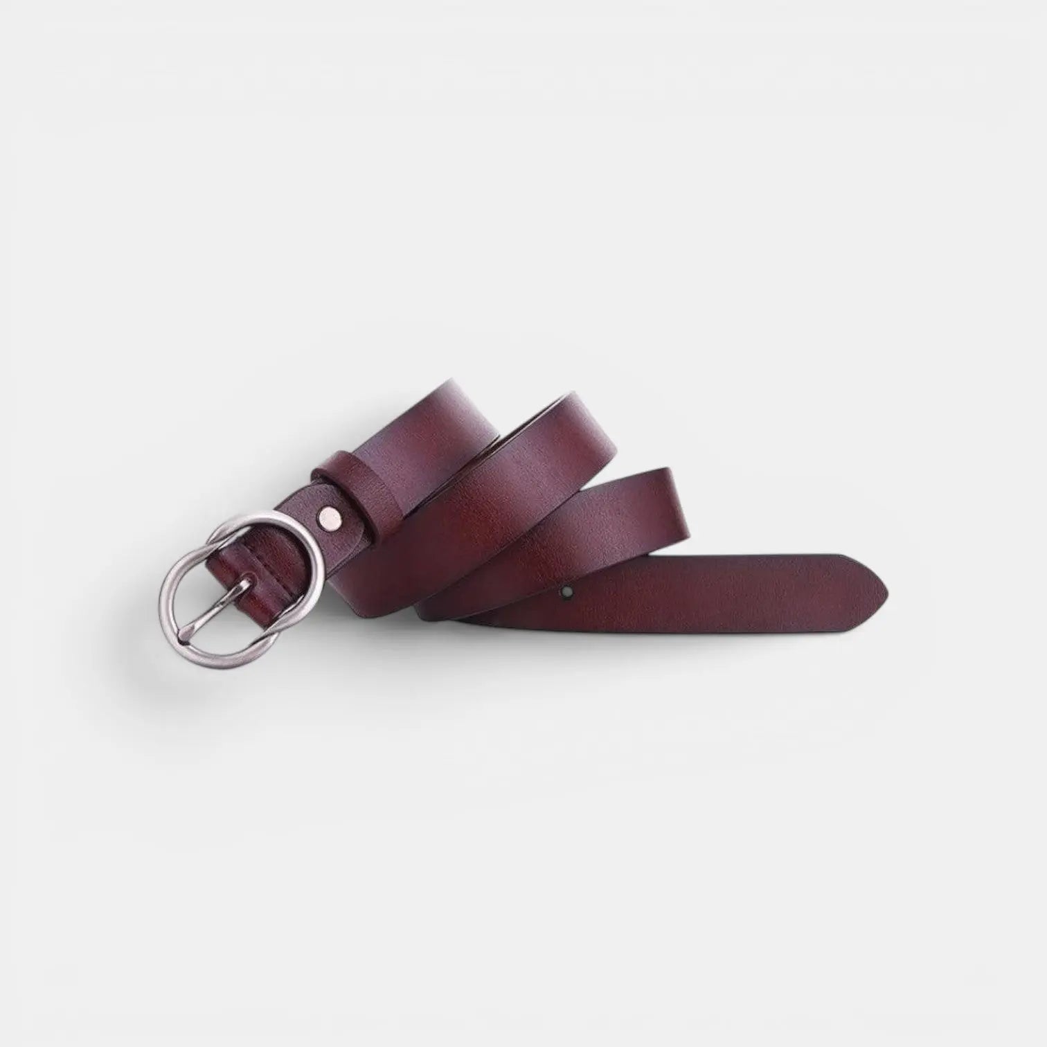 Women's Thin Smooth Leather Belt Round Vintage Buckle | Cravix | Beltary