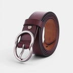 Women's Thin Smooth Leather Belt Round Vintage Buckle | Cravix | Beltary