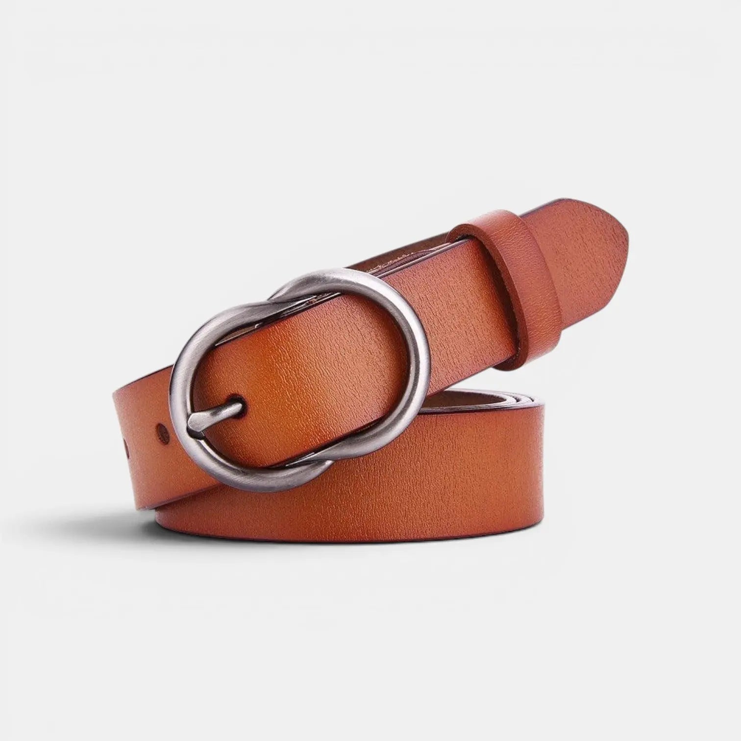 Women's Thin Smooth Leather Belt Round Vintage Buckle | Cravix | Beltary