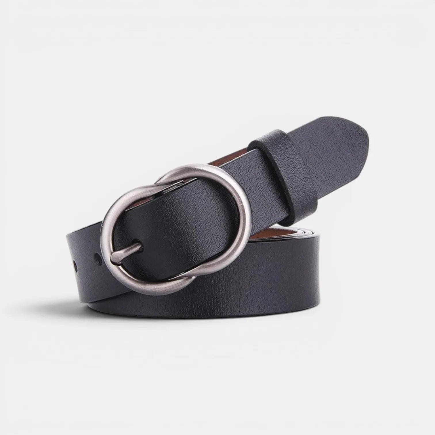 Women's Thin Smooth Leather Belt Round Vintage Buckle | Cravix | Beltary