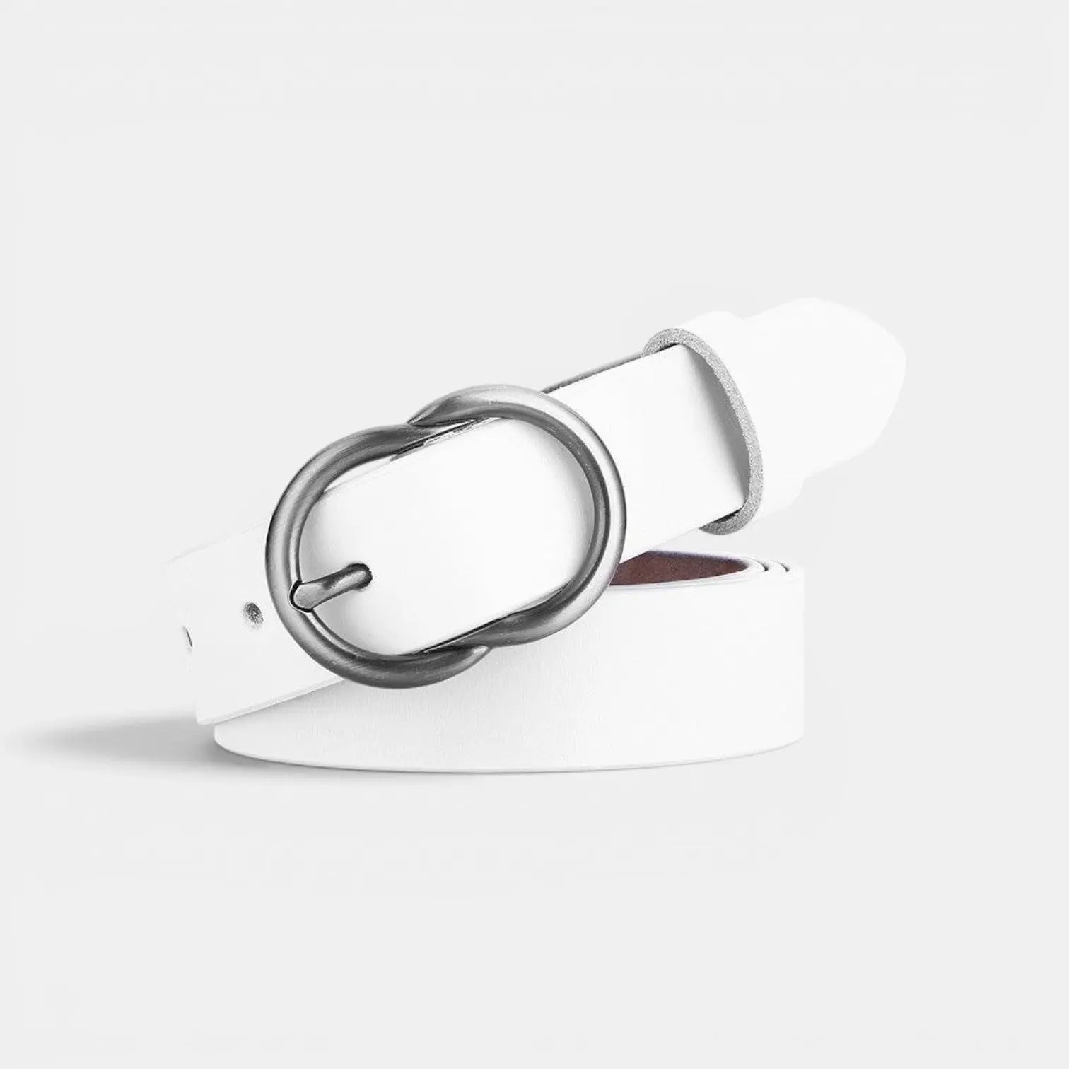 Women's Thin Smooth Leather Belt Round Vintage Buckle | Cravix | Beltary