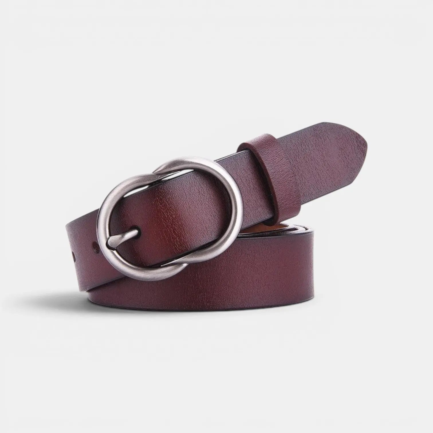Women's Thin Smooth Leather Belt Round Vintage Buckle | Cravix | Beltary