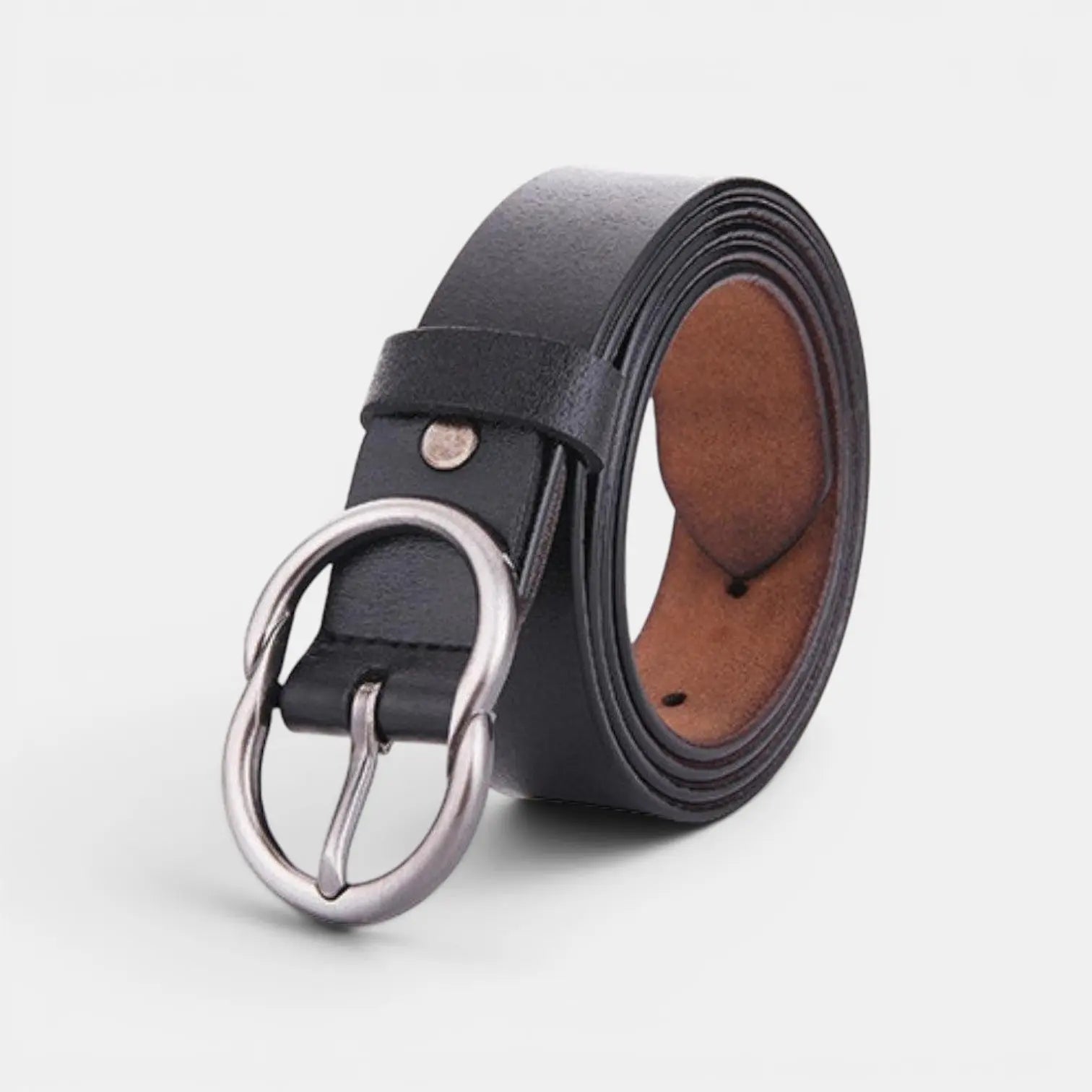 Women's Thin Smooth Leather Belt Round Vintage Buckle | Cravix | Beltary