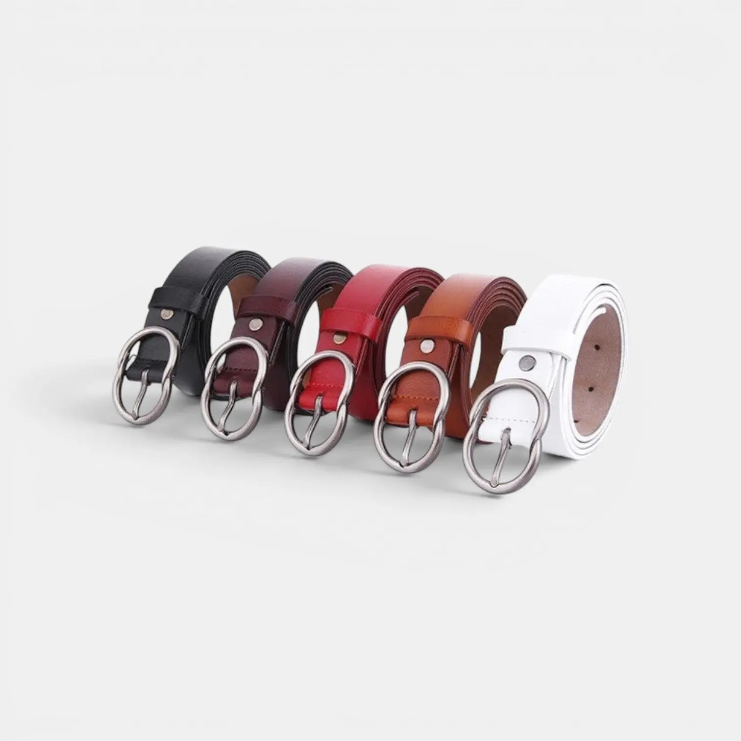 Women's Thin Smooth Leather Belt Round Vintage Buckle | Cravix | Beltary
