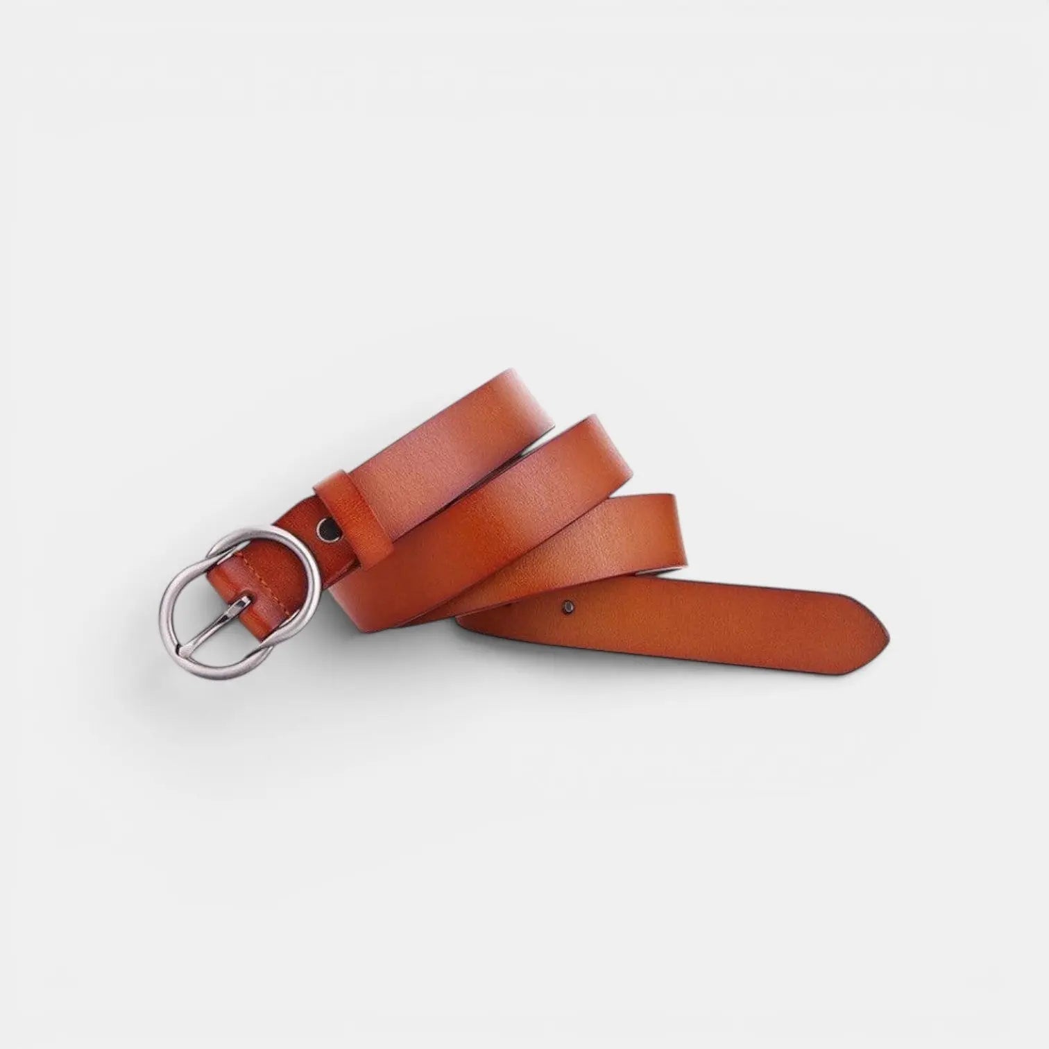 Women's Thin Smooth Leather Belt Round Vintage Buckle | Cravix | Beltary