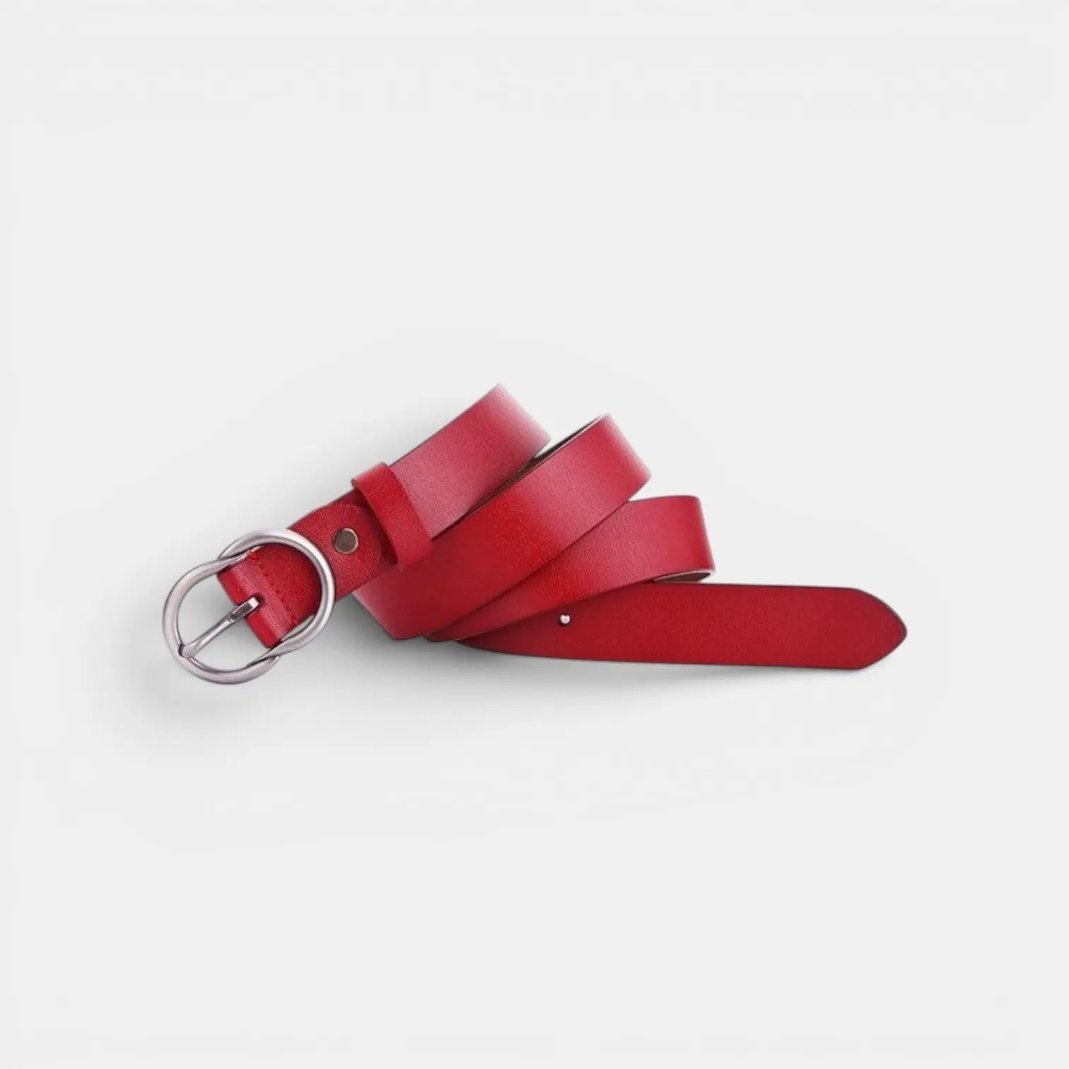 Women's Thin Smooth Leather Belt Round Vintage Buckle | Cravix | Beltary