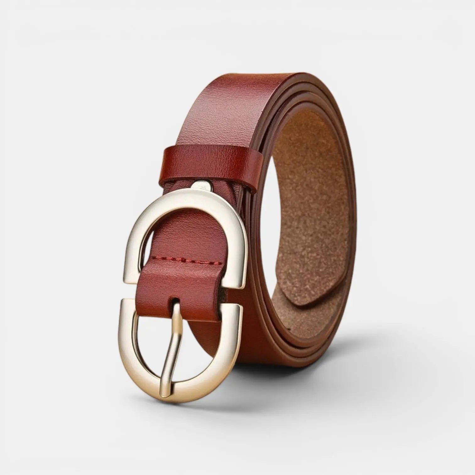 Women's Thin Smooth Leather Belt with Oval Buckle | Lovar | Beltary