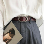 Women's Thin Smooth Leather Belt with Oval Buckle | Lovar | Beltary