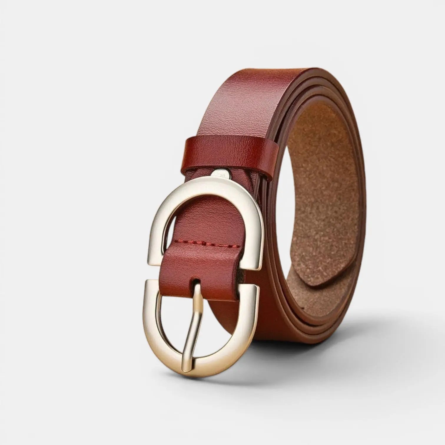 Women's Thin Smooth Leather Belt with Oval Buckle | Lovar | Beltary