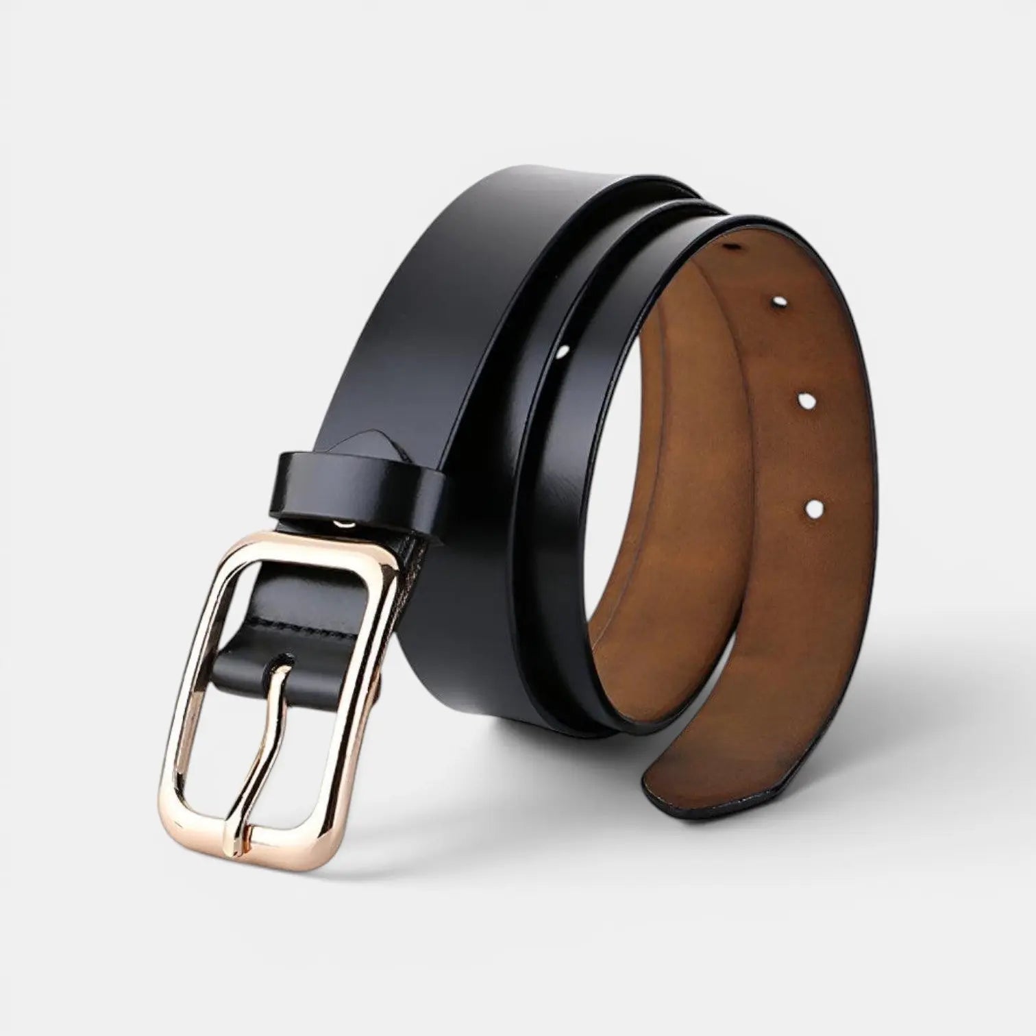 Women's Thin Smooth Leather Belt with Round Gold Buckle | Sorvel | Beltary