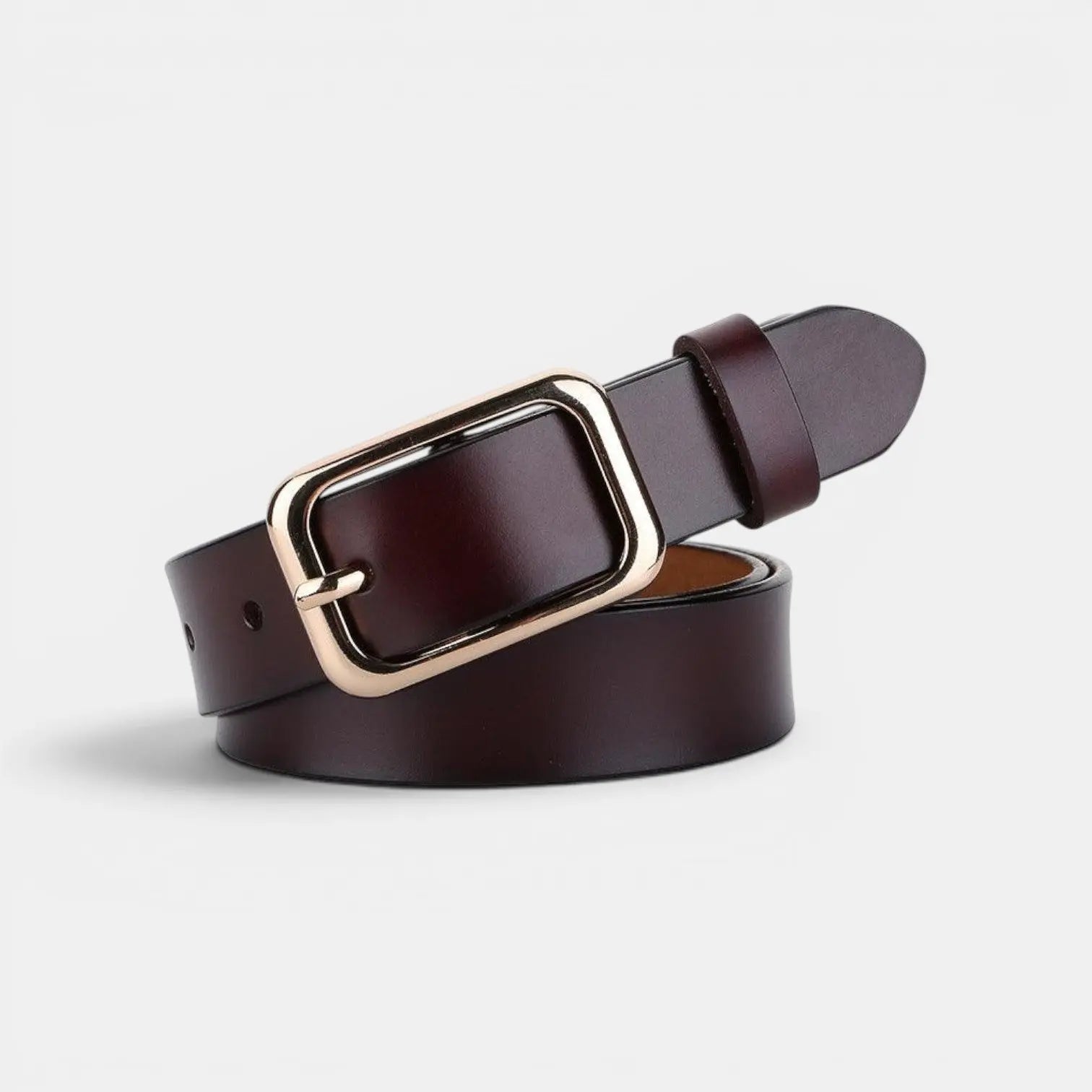 Women's Thin Smooth Leather Belt with Round Gold Buckle | Sorvel | Beltary
