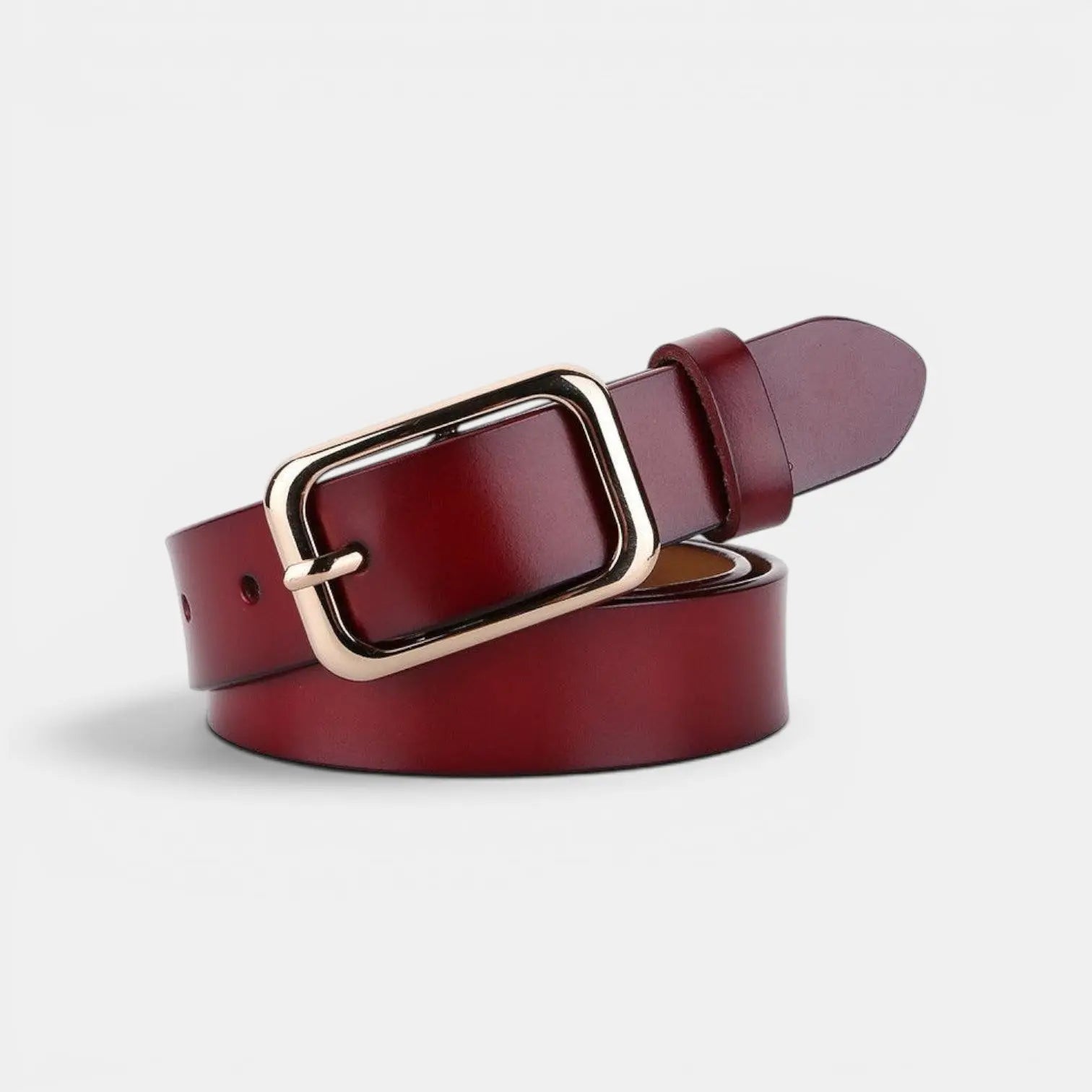 Women's Thin Smooth Leather Belt with Round Gold Buckle | Sorvel | Beltary