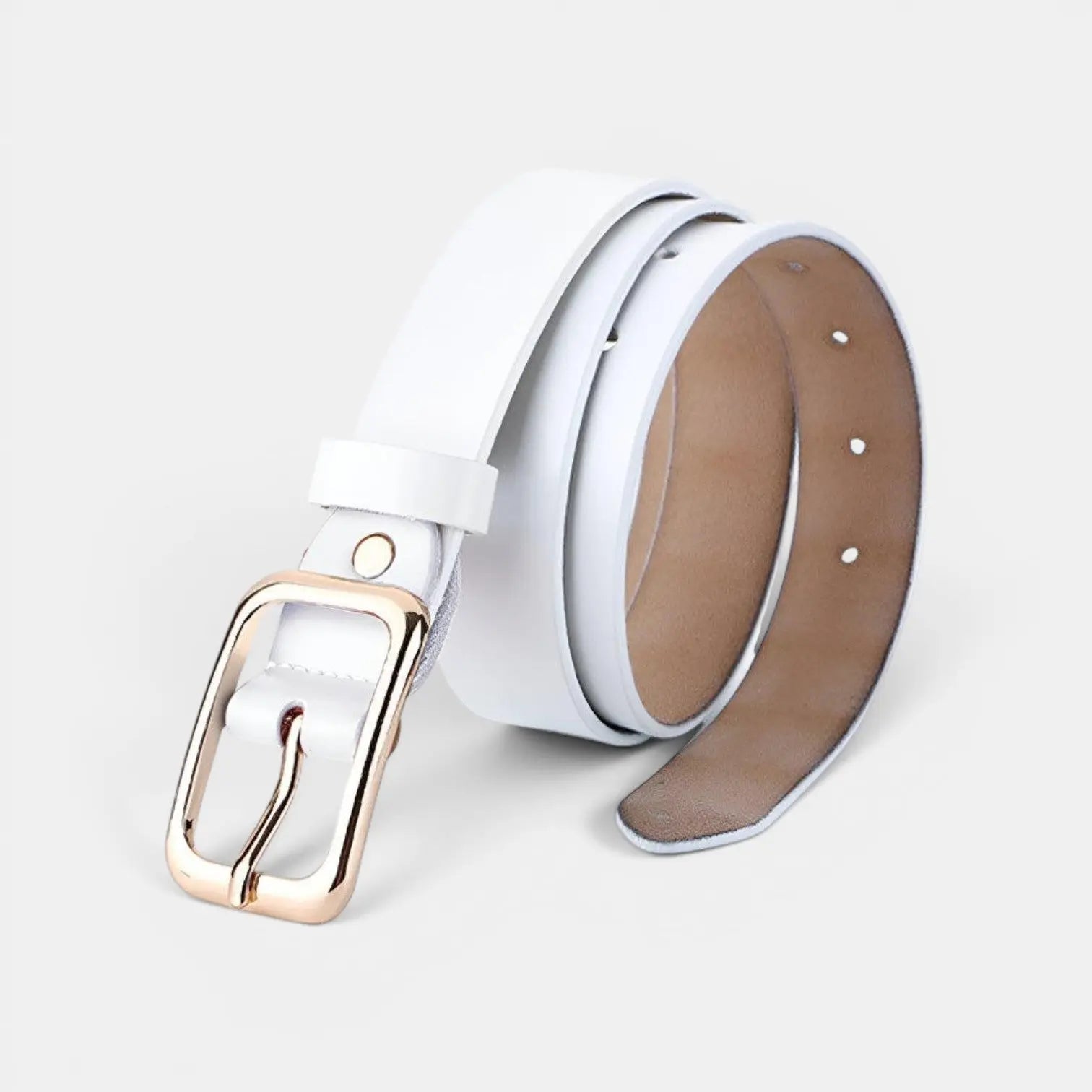 Women's Thin Smooth Leather Belt with Round Gold Buckle | Sorvel | Beltary