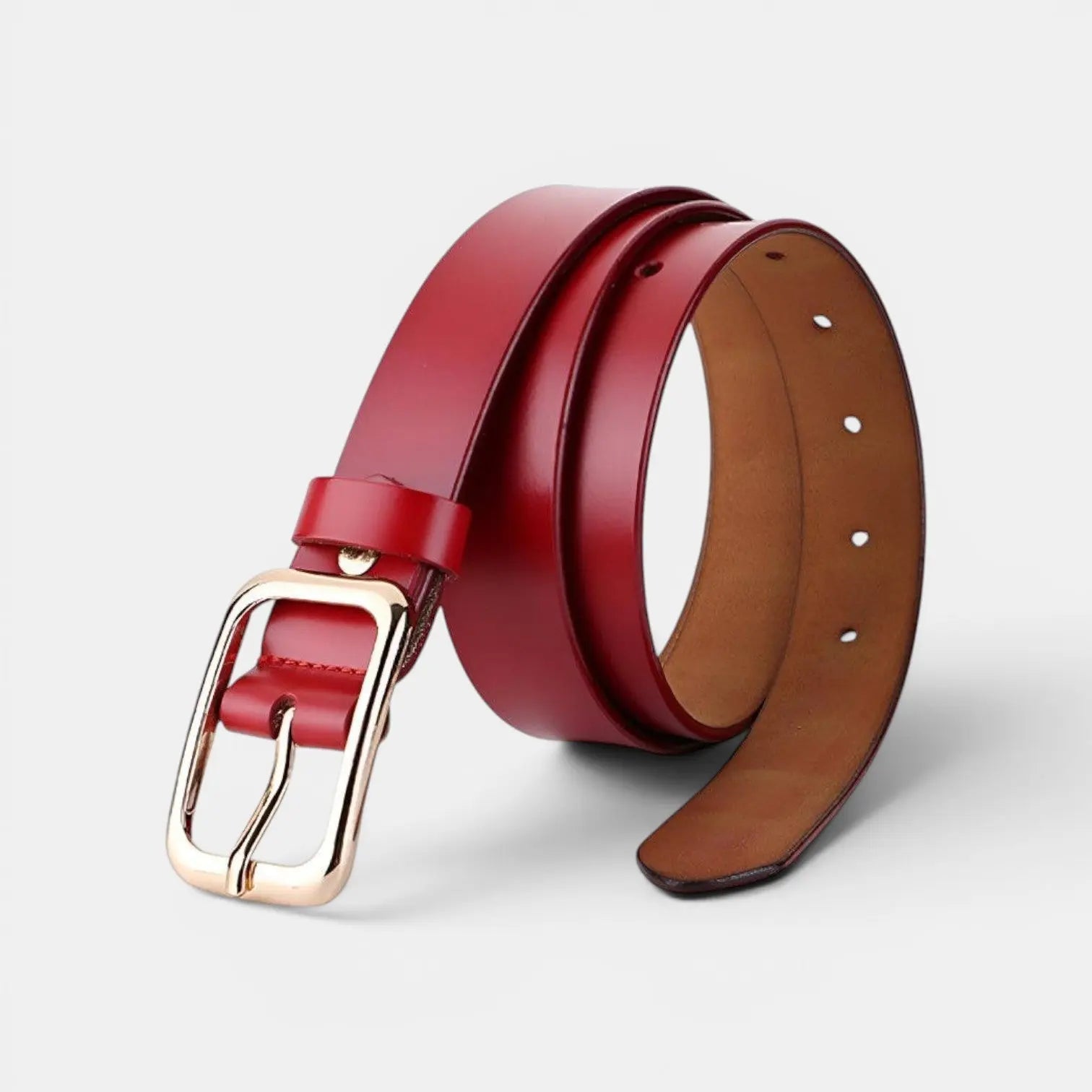 Women's Thin Smooth Leather Belt with Round Gold Buckle | Sorvel | Beltary