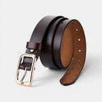 Women's Thin Smooth Leather Belt with Round Gold Buckle | Sorvel | Beltary