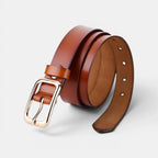 Women's Thin Smooth Leather Belt with Round Gold Buckle | Sorvel | Beltary