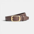 Women's Thin Smooth Leather Belt with Round Gold Buckle | Talvex | Beltary