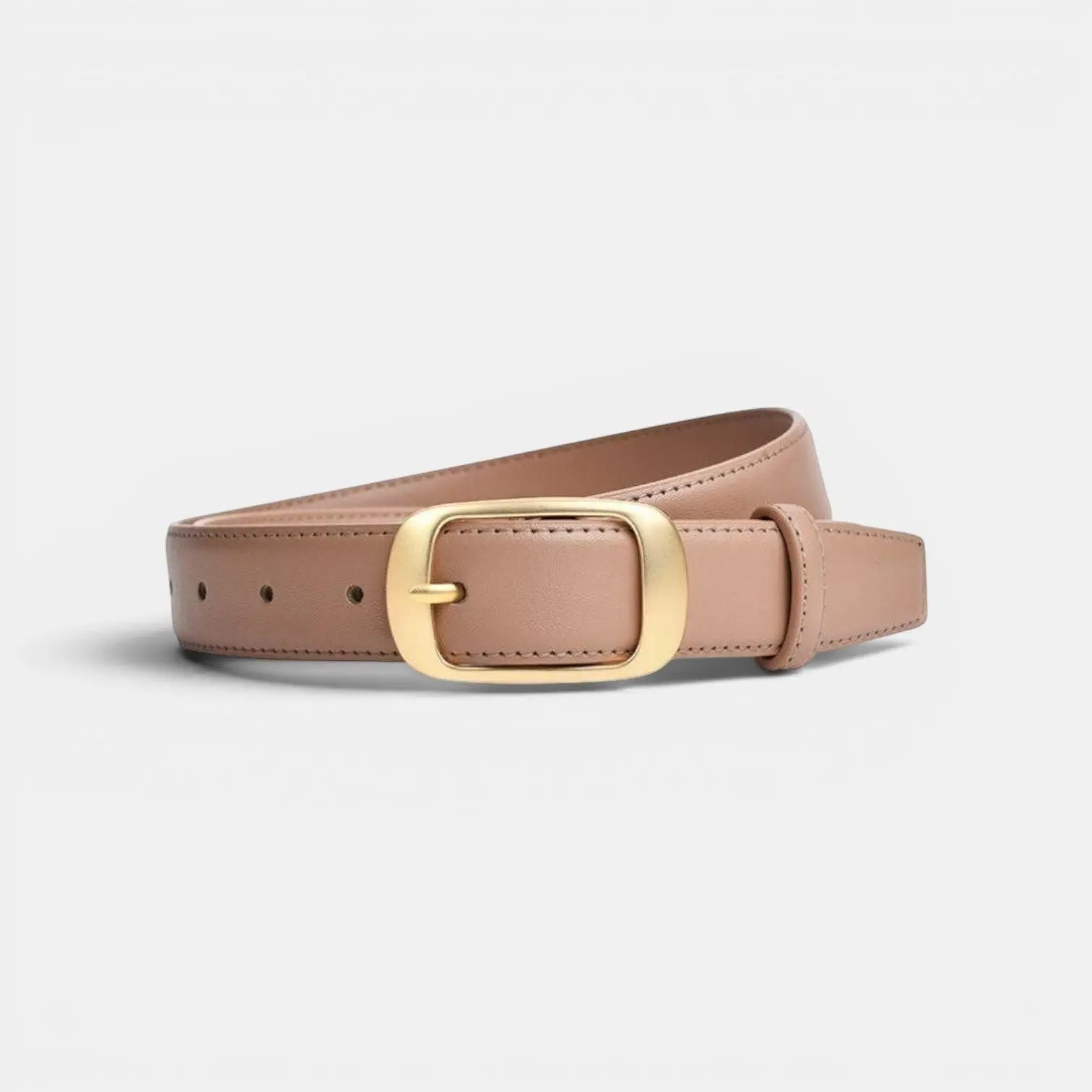 Women's Thin Smooth Leather Belt with Round Gold Buckle | Talvex | Beltary
