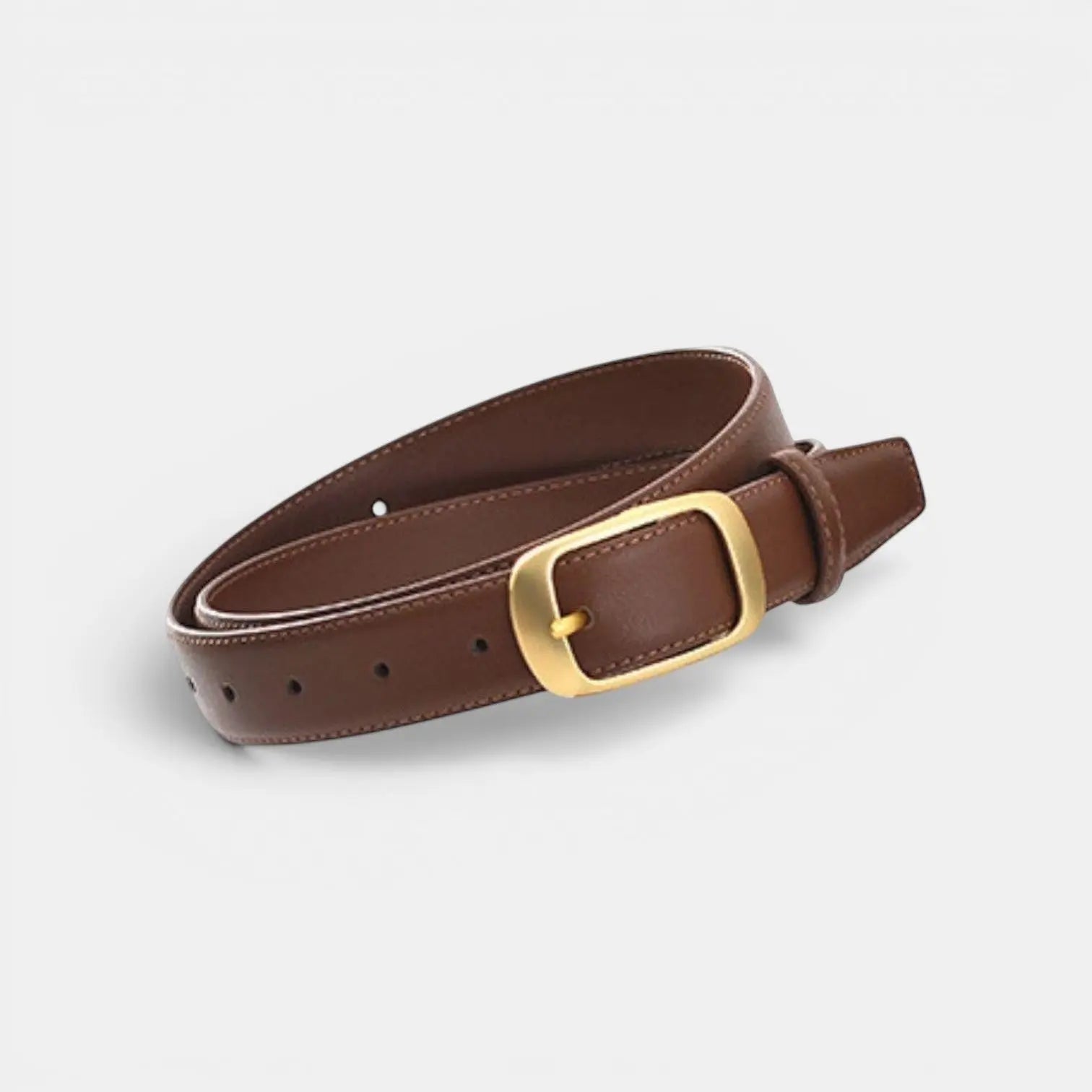 Women's Thin Smooth Leather Belt with Round Gold Buckle | Talvex | Beltary