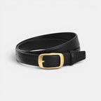 Women's Thin Smooth Leather Belt with Round Gold Buckle | Talvex | Beltary