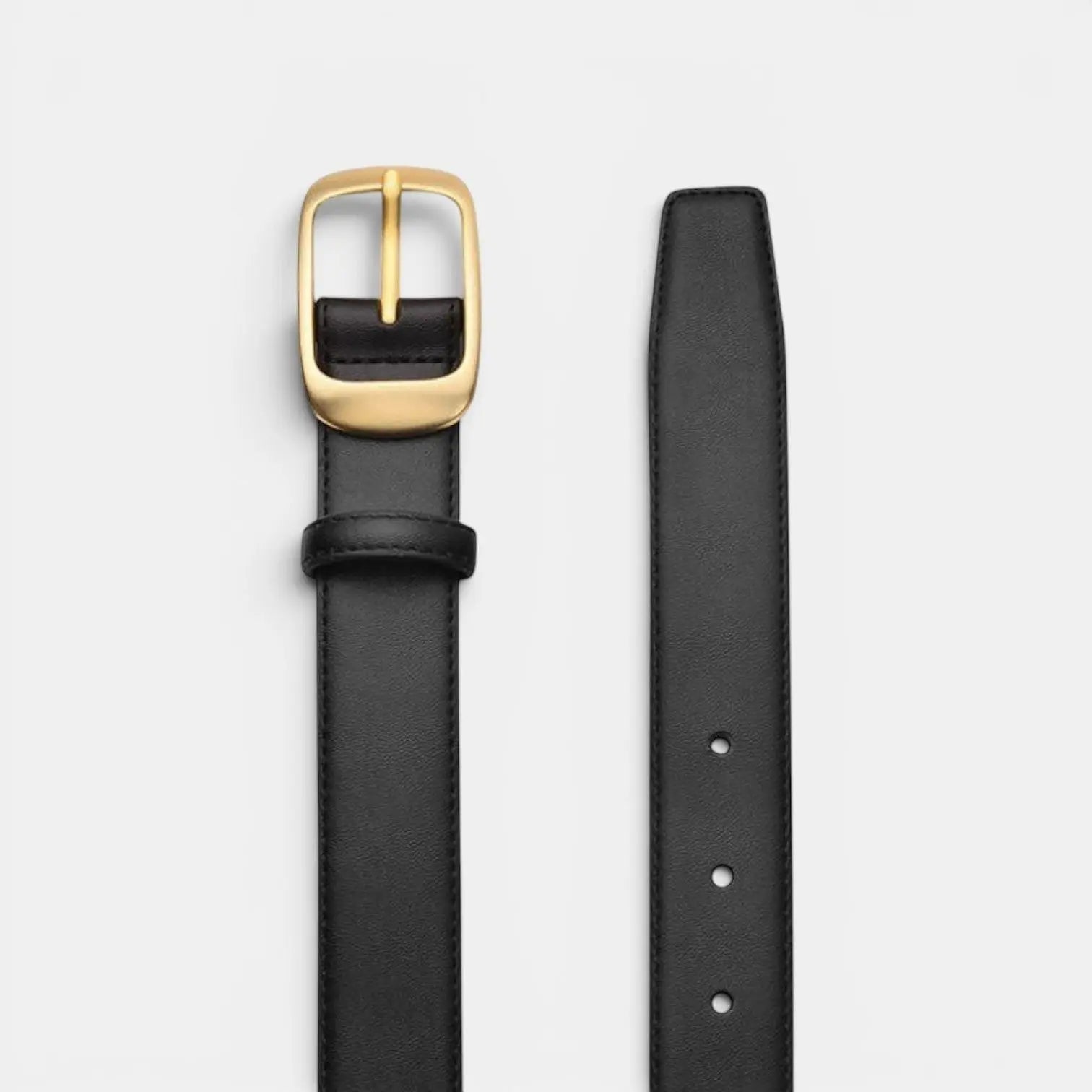 Women's Thin Smooth Leather Belt with Round Gold Buckle | Talvex | Beltary
