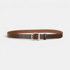 Women's Thin Smooth Leather Belt with Rounded Gold Buckle | Ornex | Beltary