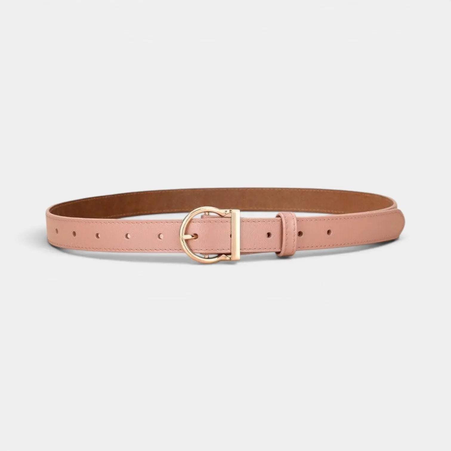 Women's Thin Smooth Leather Belt with Rounded Gold Buckle | Ornex | Beltary