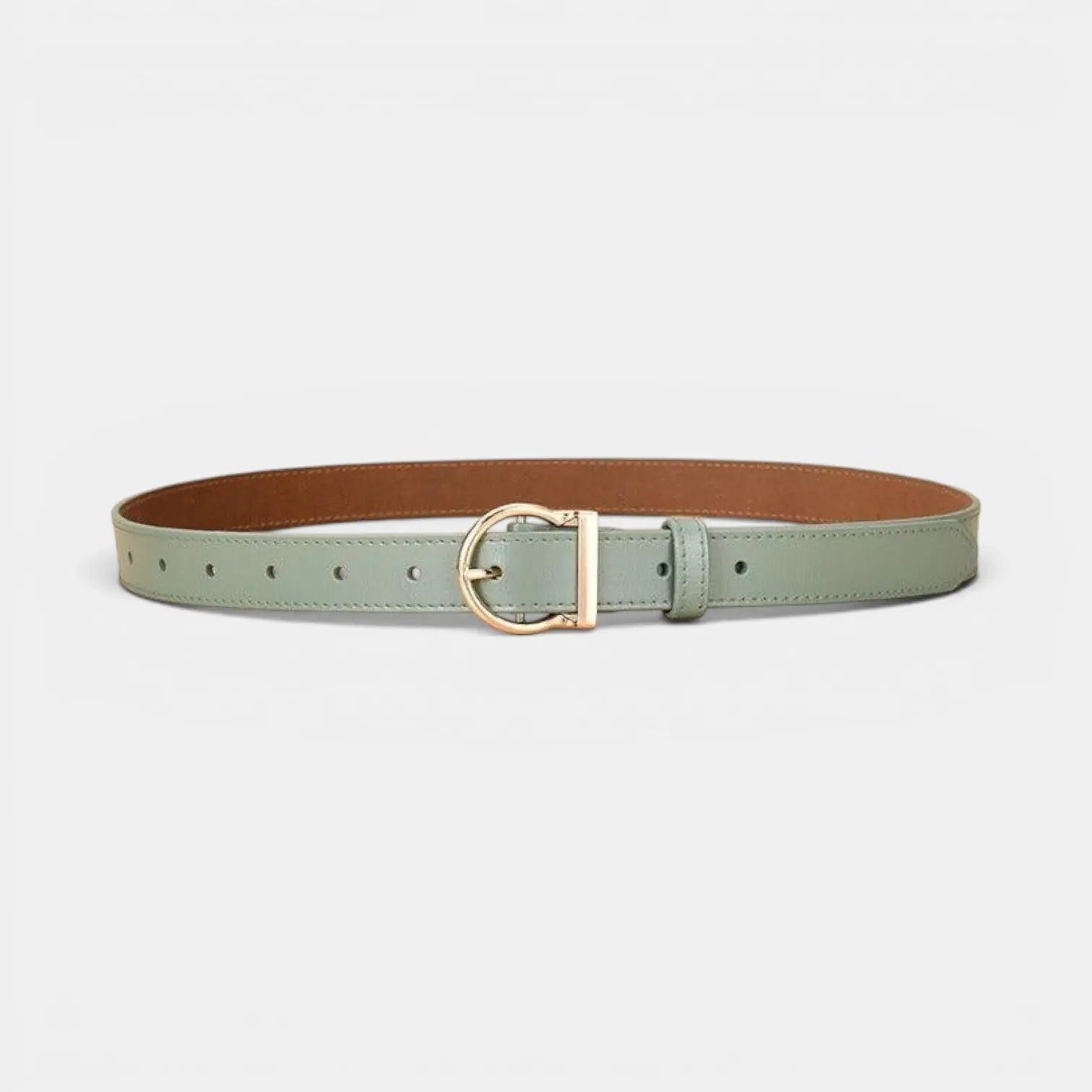Women's Thin Smooth Leather Belt with Rounded Gold Buckle | Ornex | Beltary