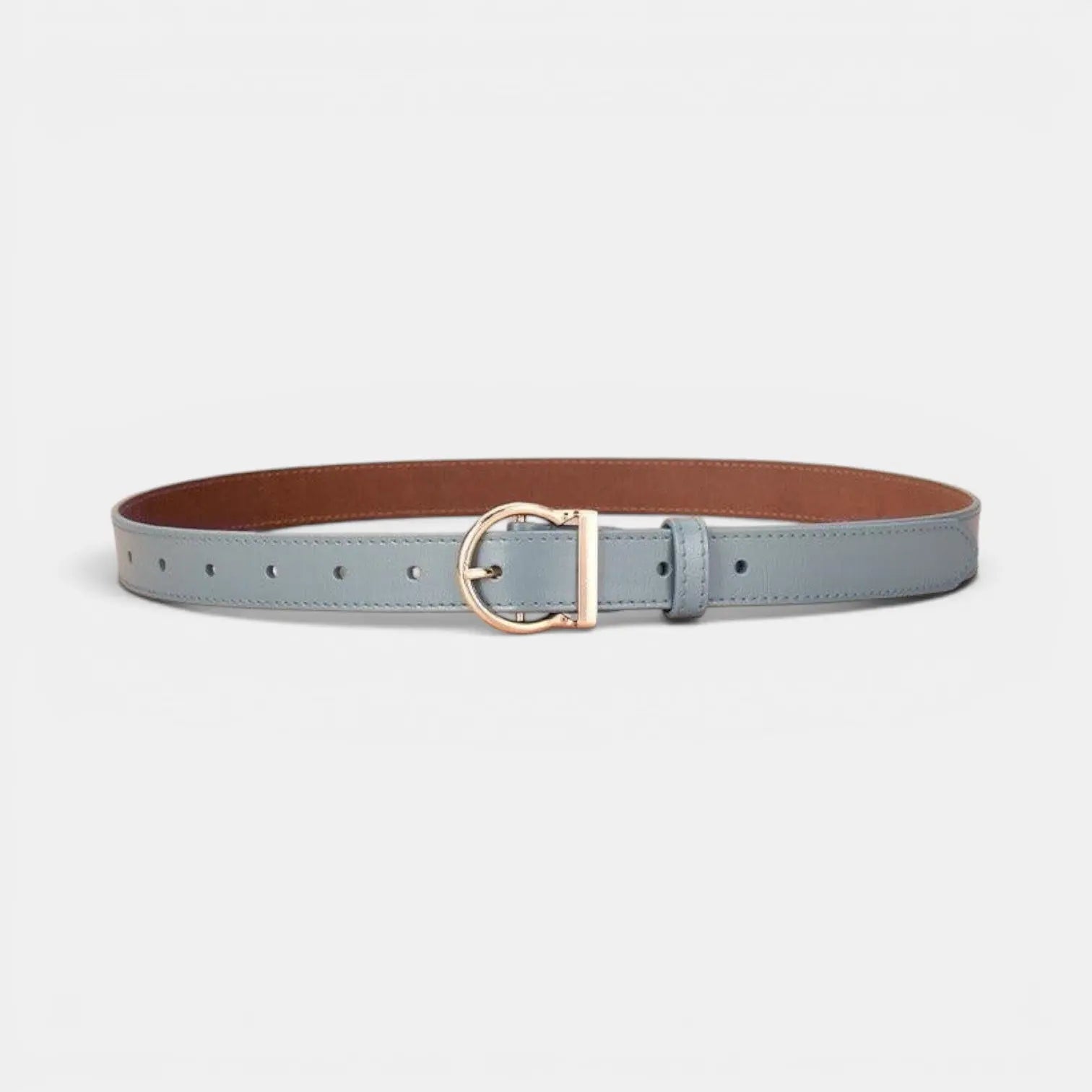 Women's Thin Smooth Leather Belt with Rounded Gold Buckle | Ornex | Beltary