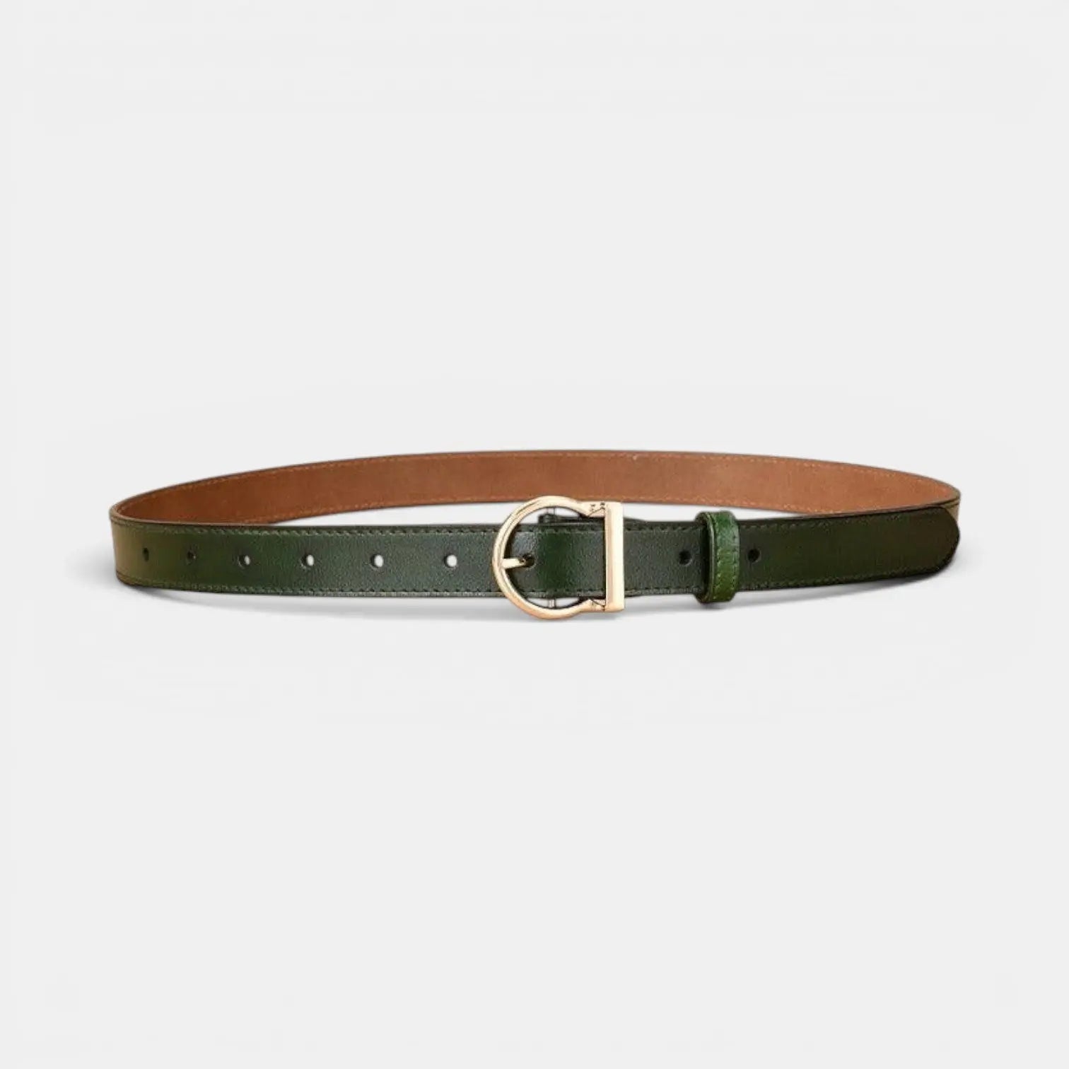 Women's Thin Smooth Leather Belt with Rounded Gold Buckle | Ornex | Beltary